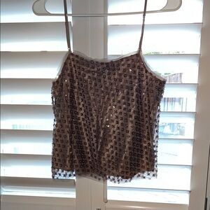 Vince Brown Flower Sequin Women's Top